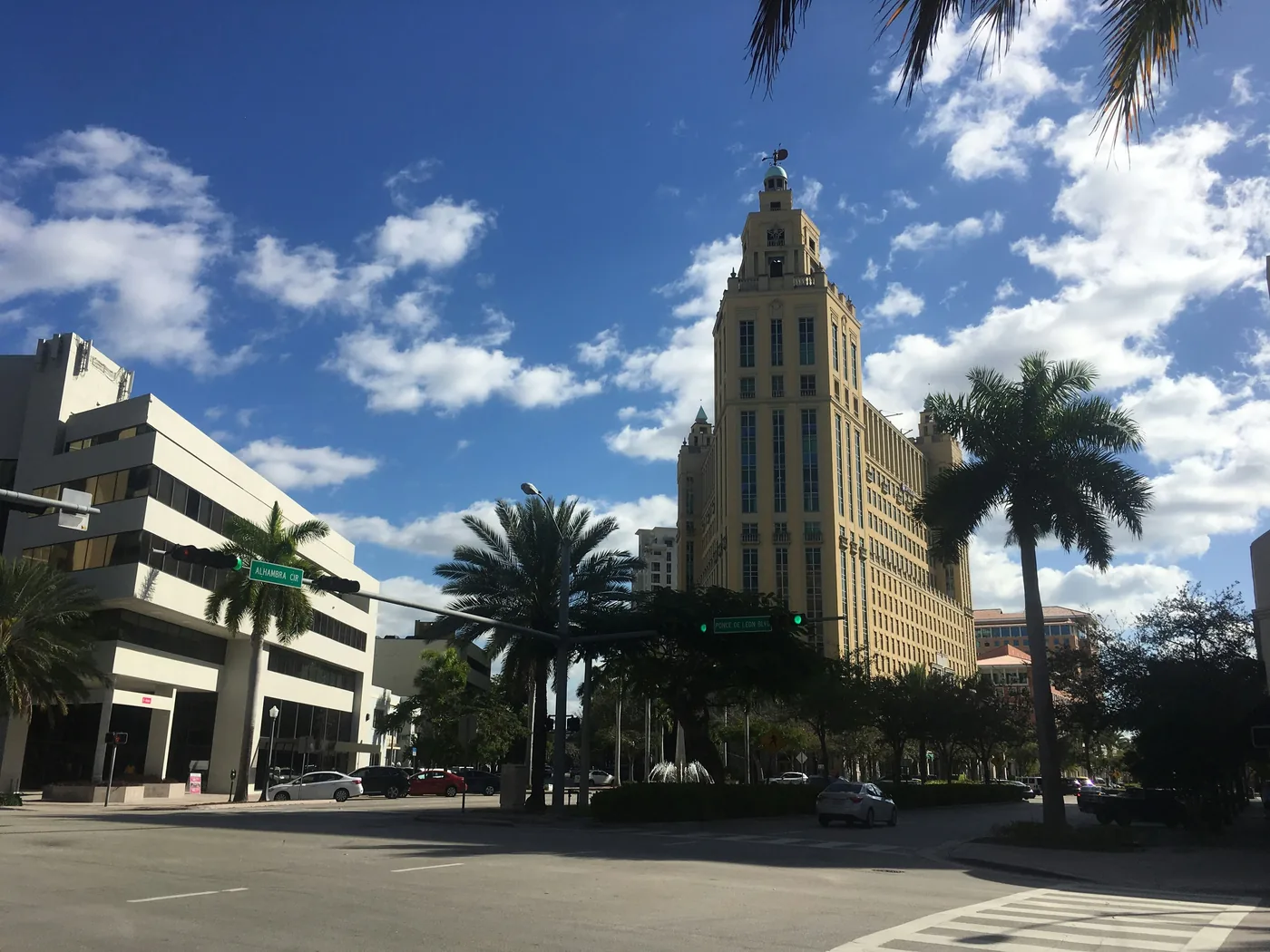 Street with palm trees near the Brandon office